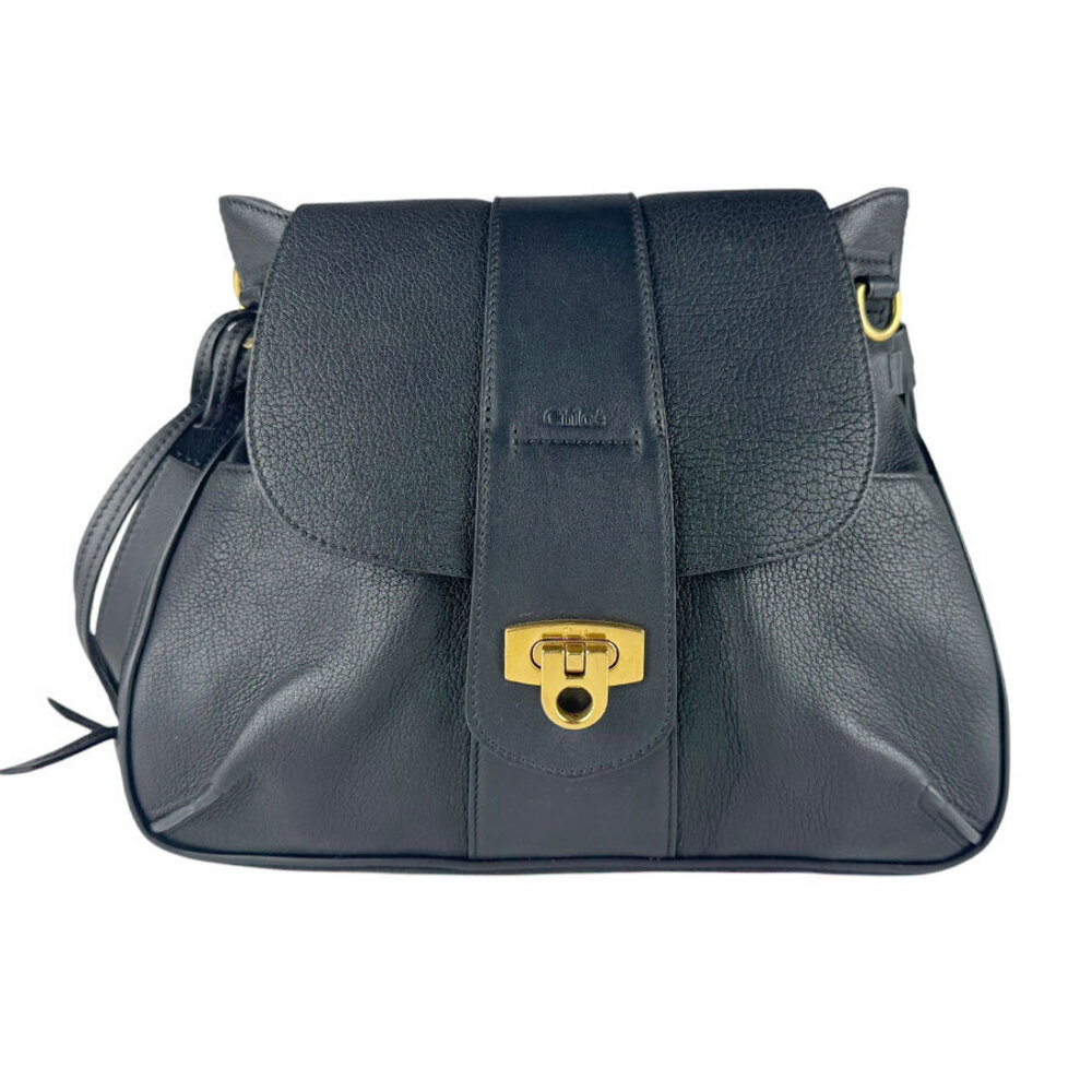 Chloe Lexa Leather Shoulder Bag grained leather black
